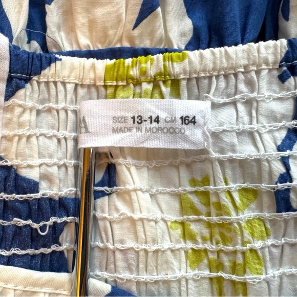 ZARA Floral Puff Sleeve Tiered Dress - Size 13-14 (164 cm) - Navy & Lime Flowers - Picture 6 of 10